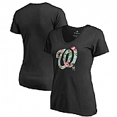 Women Washington Nationals Fanatics Branded Lovely Plus Size V Neck T-Shirt Black Fyun