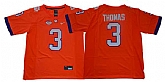Clemson Tigers 3 Xavier Thomas Orange College Football Jersey,baseball caps,new era cap wholesale,wholesale hats