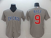 Cubs 9 Javier Baez Gray Cool Base Jersey,baseball caps,new era cap wholesale,wholesale hats