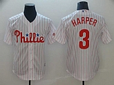 Phillies 3 Bryce Harper White Cool Base Jersey,baseball caps,new era cap wholesale,wholesale hats