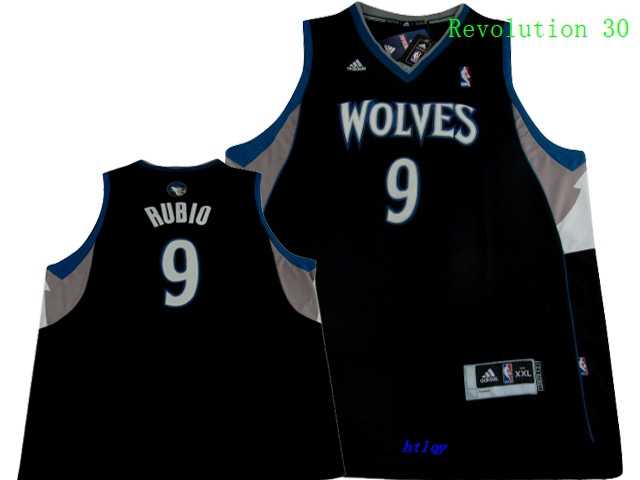 Timberwolves 9 Ricky Rubio Black Revolution 30 Jersey