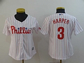 Women Phillies 3 Bryce Harper White Cool Base Jersey,baseball caps,new era cap wholesale,wholesale hats