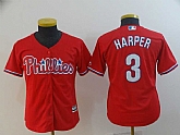 Youth Phillies 3 Bryce Harper Scarlet Cool Base Jersey,baseball caps,new era cap wholesale,wholesale hats