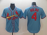 Cardinals 4 Yadier Molina Light Blue Cool Base Jersey,baseball caps,new era cap wholesale,wholesale hats