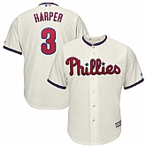 Phillies 3 Bryce Harper Cream Cool Base Jersey Dzhi,baseball caps,new era cap wholesale,wholesale hats