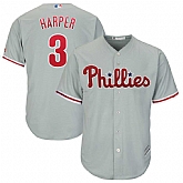 Phillies 3 Bryce Harper Gray Cool Base Jersey Dzhi,baseball caps,new era cap wholesale,wholesale hats