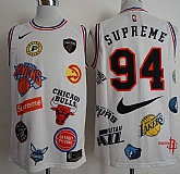 Supreme x Nike x NBA Logos White Stitched Basketball Jersey,baseball caps,new era cap wholesale,wholesale hats