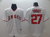 Angels 27 Mike Trout White Cool Base Jersey,baseball caps,new era cap wholesale,wholesale hats