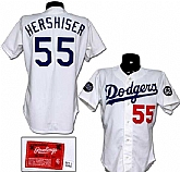 Dodgers 55 Orel Hershiser White 1993 Game Worn Cool Base Jersey Dzhi,baseball caps,new era cap wholesale,wholesale hats