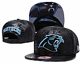 Panthers Team Logo Black Leather Adjustable Hat GS,baseball caps,new era cap wholesale,wholesale hats