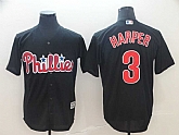 Phillies 3 Bryce Harper Black Cool Base Jersey,baseball caps,new era cap wholesale,wholesale hats