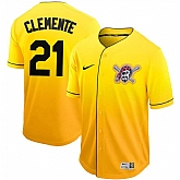 Pirates 21 Roberto Clemente Yellow Drift Fashion Jersey Dzhi,baseball caps,new era cap wholesale,wholesale hats