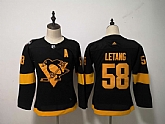 Women Penguins 58 Kris Letang Black 2019 NHL Stadium Series Adidas Jersey