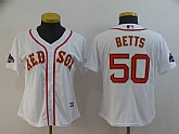 Women Red Sox 50 Mookie Betts White 2019 Gold Program Cool Base Jersey,baseball caps,new era cap wholesale,wholesale hats