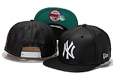 Yankees Team Logo Black Leather Adjustable Hat GS,baseball caps,new era cap wholesale,wholesale hats