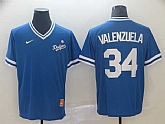 Dodgers 34 Fernando Valenzuela Blue Throwback Jersey,baseball caps,new era cap wholesale,wholesale hats