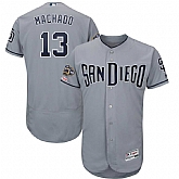 Padres 13 Manny Machado Gray 50th Anniversary and 150th Patch FlexBase Jersey Dzhi,baseball caps,new era cap wholesale,wholesale hats