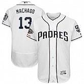 Padres 13 Manny Machado White 50th Anniversary and 150th Patch FlexBase Jersey Dzhi,baseball caps,new era cap wholesale,wholesale hats