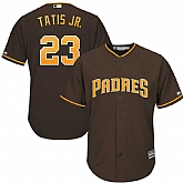 Padres 23 Fernando Tatis Jr. Brown Cool Base Jersey Dzhi,baseball caps,new era cap wholesale,wholesale hats