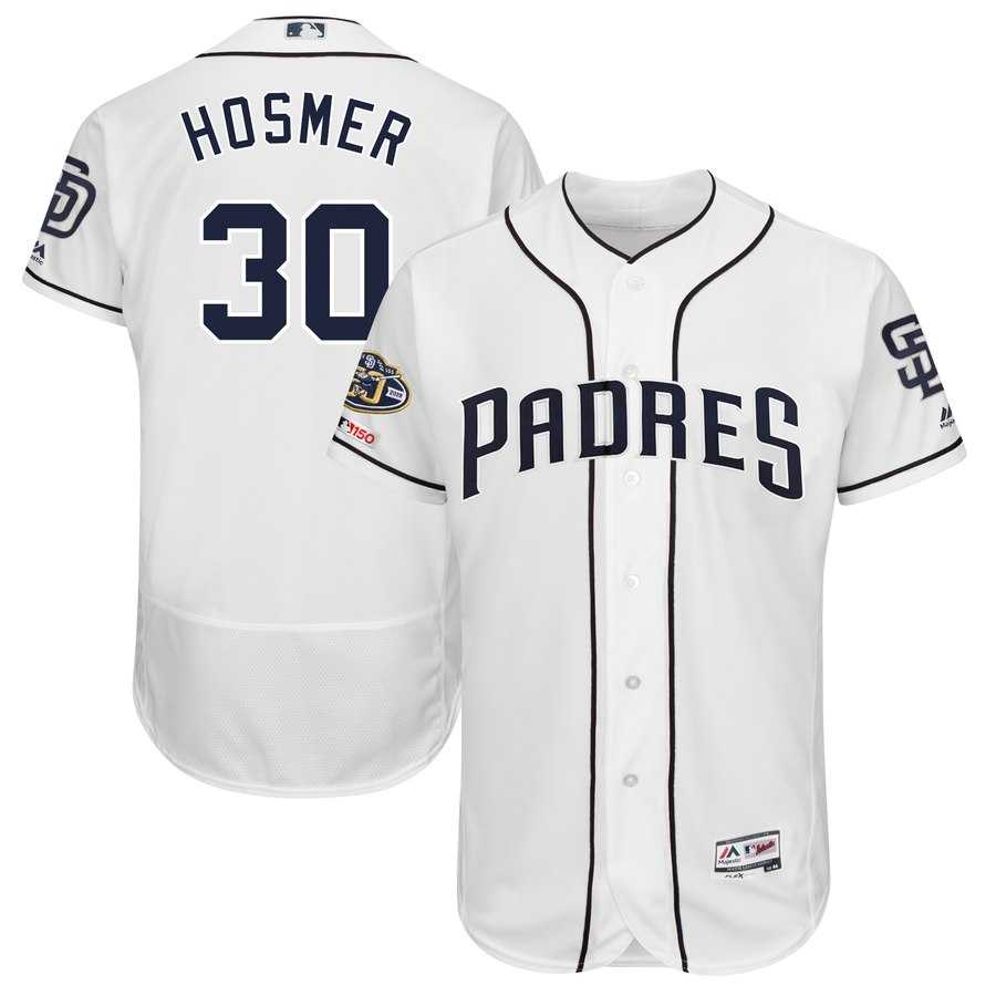 Padres 30 Eric Hosmer White 50th Anniversary and 150th Patch FlexBase Jersey Dzhi