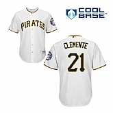 Pirates 21 Roberto Clemente White 2019 Hall of Fame Induction Patch Cool Base Jersey Dzhi,baseball caps,new era cap wholesale,wholesale hats