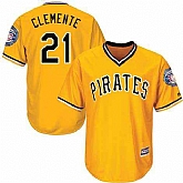 Pirates 21 Roberto Clemente Yellow 2019 Hall of Fame Induction Patch Throwback Jersey Dzhi,baseball caps,new era cap wholesale,wholesale hats
