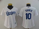 Women Dodgers 10 Justin Turner White Cool Base Jersey,baseball caps,new era cap wholesale,wholesale hats