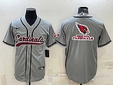 Men's Arizona Cardinals Grey Team Big Logo With Patch Cool Base Stitched Baseball Jersey,baseball caps,new era cap wholesale,wholesale hats