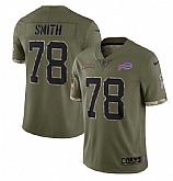 Men's Buffalo Bills #78 Bruce Smith 2022 Olive Salute To Service Limited Stitched Jersey,baseball caps,new era cap wholesale,wholesale hats