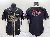 Men's Buffalo Bills Black Team Big Logo With Patch Cool Base Stitched Baseball Jersey,baseball caps,new era cap wholesale,wholesale hats