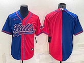 Men's Buffalo Bills Blank Royal Red Split With Patch Cool Base Stitched Baseball Jersey,baseball caps,new era cap wholesale,wholesale hats