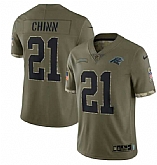 Men's Carolina Panthers #21 Jeremy Chinn 2022 Olive Salute To Service Limited Stitched Jersey,baseball caps,new era cap wholesale,wholesale hats