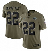 Men's Carolina Panthers #22 Christian McCaffrey 2022 Olive Salute To Service Limited Stitched Jersey,baseball caps,new era cap wholesale,wholesale hats