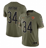 Men's Chicago Bears #34 Walter Payton 2022 Olive Salute To Service Limited Stitched Jersey,baseball caps,new era cap wholesale,wholesale hats