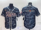 Men's Chicago Bears Blank Grey Camo Team Big Logo With Patch Cool Base Stitched Baseball Jersey,baseball caps,new era cap wholesale,wholesale hats
