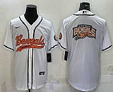 Men's Cincinnati Bengals White Team Big Logo With Patch Cool Base Stitched Baseball Jersey,baseball caps,new era cap wholesale,wholesale hats