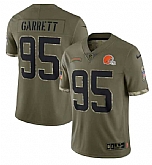 Men's Cleveland Browns #95 Myles Garrett 2022 Olive Salute To Service Limited Stitched Jersey,baseball caps,new era cap wholesale,wholesale hats