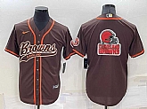 Men's Cleveland Browns Brown Team Big Logo With Patch Cool Base Stitched Baseball Jersey,baseball caps,new era cap wholesale,wholesale hats