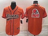 Men's Cleveland Browns Orange Team Big Logo With Patch Cool Base Stitched Baseball Jersey,baseball caps,new era cap wholesale,wholesale hats