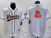 Men's Cleveland Browns White Team Big Logo With Patch Cool Base Stitched Baseball Jersey,baseball caps,new era cap wholesale,wholesale hats