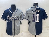 Men's Dallas Cowboys #11 Micah Parsons Navy Blue Grey Two Tone With Patch Cool Base Stitched Baseball Jersey,baseball caps,new era cap wholesale,wholesale hats