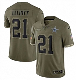 Men's Dallas Cowboys #21 Ezekiel Elliott 2022 Olive Salute To Service Limited Stitched Jersey,baseball caps,new era cap wholesale,wholesale hats