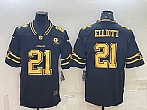 Men's Dallas Cowboys #21 Ezekiel Elliott Black Gold Edition With 1960 Patch Limited Stitched Football Jersey,baseball caps,new era cap wholesale,wholesale hats