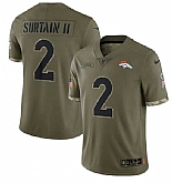 Men's Denver Broncos #2 Pat Surtain II 2022 Olive Salute To Service Limited Stitched Jersey,baseball caps,new era cap wholesale,wholesale hats