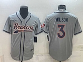 Men's Denver Broncos #3 Russell Wilson Gray With Patch Cool Base Stitched Baseball Jersey,baseball caps,new era cap wholesale,wholesale hats