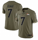 Men's Denver Broncos #7 John Elway 2022 Olive Salute To Service Limited Stitched Jersey,baseball caps,new era cap wholesale,wholesale hats