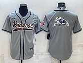 Men's Denver Broncos Gray Team Big Logo With Patch Cool Base Stitched Baseball Jersey,baseball caps,new era cap wholesale,wholesale hats