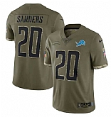Men's Detroit Lions #20 Barry Sanders 2022 Olive Salute To Service Limited Stitched Jersey,baseball caps,new era cap wholesale,wholesale hats