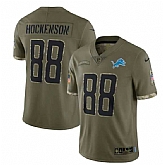 Men's Detroit Lions #88 T. J. Hockenson 2022 Olive Salute To Service Limited Stitched Jersey,baseball caps,new era cap wholesale,wholesale hats