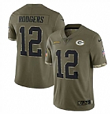 Men's Green Bay Packers #12 Aaron Rodgers 2022 Olive Salute To Service Limited Stitched Jersey,baseball caps,new era cap wholesale,wholesale hats